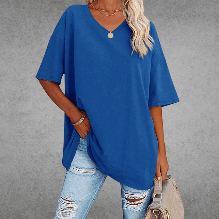 Stylowy T-shirt damski, rękaw 3/4, okrągły dekolt, komfortowa i uniwersalna bluzka.