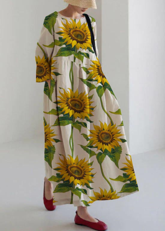 Kobieca sukienka midi patchwork z praktycznymi kieszeniami. Luźna, wygodna i stylowa. Idealna na wiosnę.