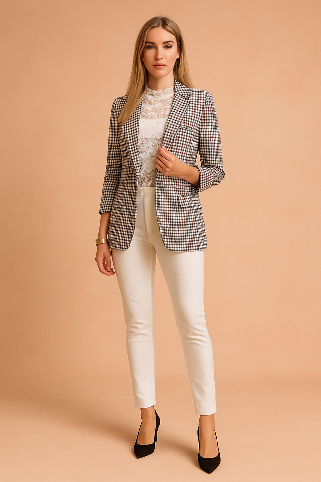 Damska marynarka Jovie z eleganckim kołnierzem szalowym. Stylowy blazer dla kobiet, idealny do biura.