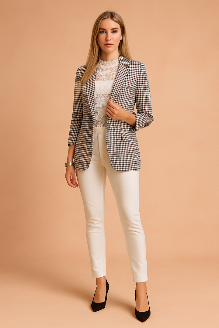 Damska marynarka Jovie z eleganckim kołnierzem szalowym. Stylowy blazer dla kobiet, idealny do biura.