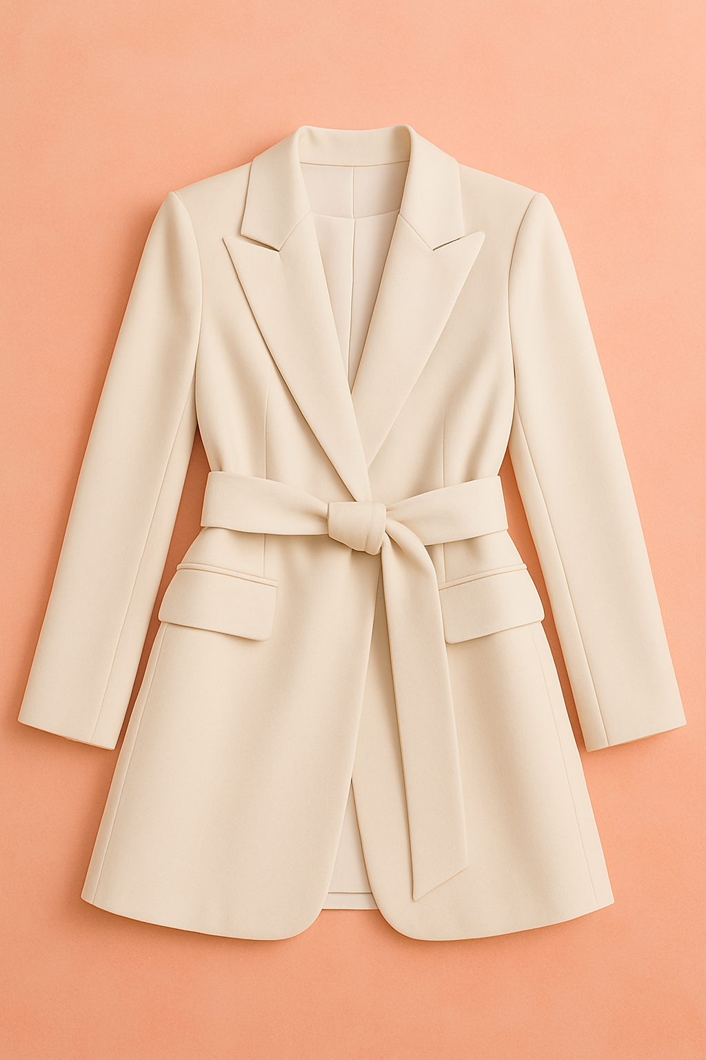 Modelka prezentuje damską marynarkę Kiera z paskiem. Idealny blazer na biznesowe spotkania i stylowe wyjścia.