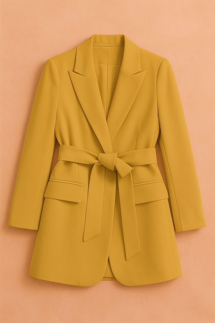 Damski blazer Kiera z paskiem, elegancka marynarka o ponadczasowym designie, idealna na wiele okazji.