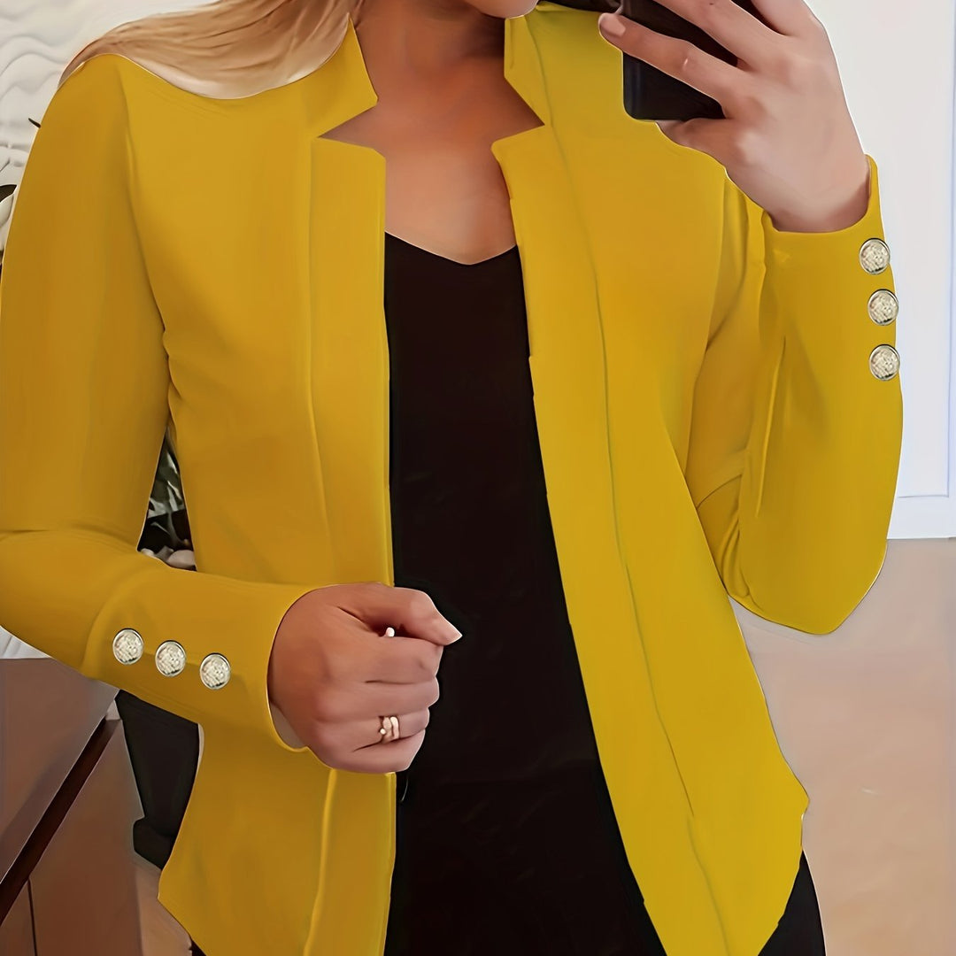 Marynarka damska, otwarty przód, długi rękaw, do formalnych i mniej formalnych okazji.