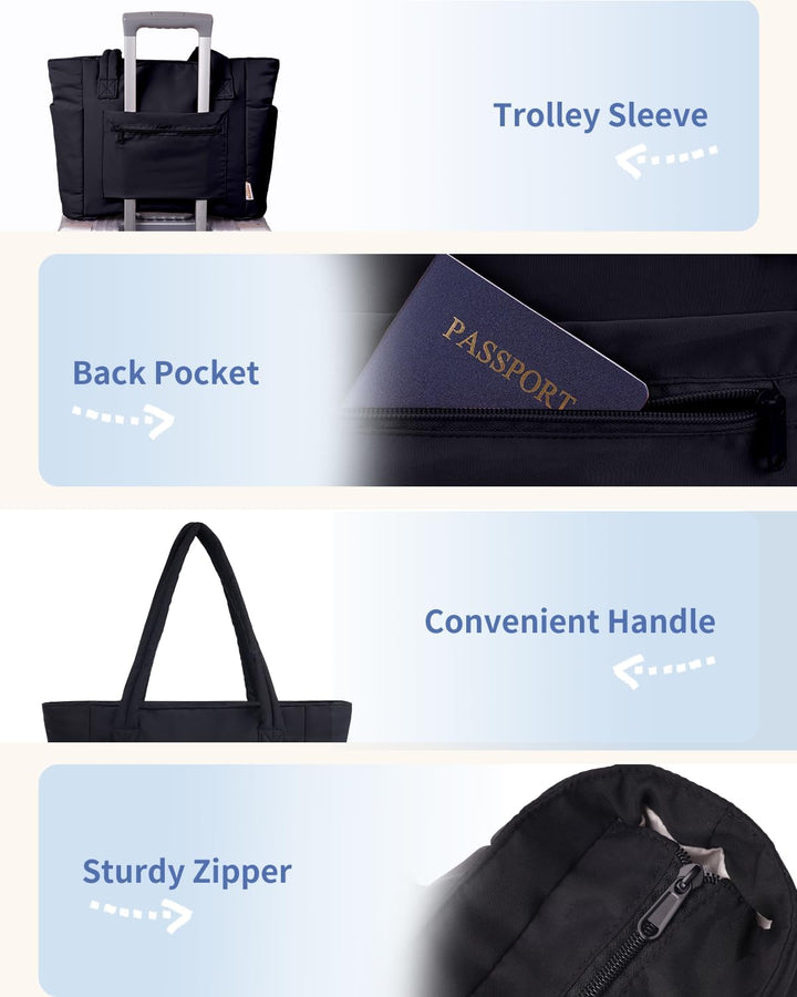 Damska torba na zakupy, pikowana. Shopper z uchwytem na kubek, miejscem na laptopa, pojemna.