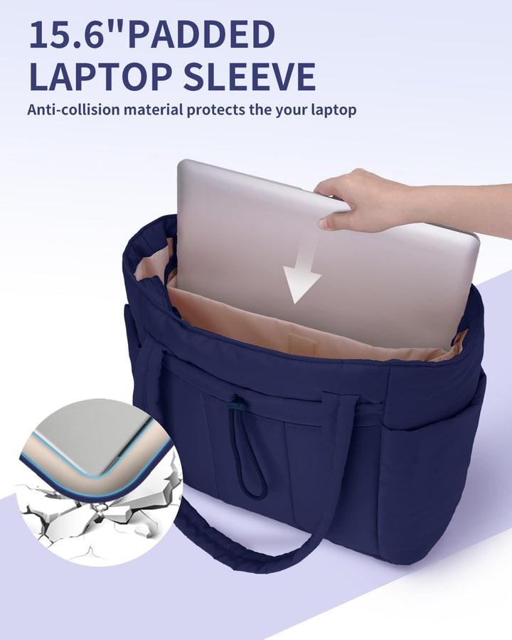 Modna pikowana torebka na laptopa. Torba shopper damska z uchwytem na kubek, stylowa.
