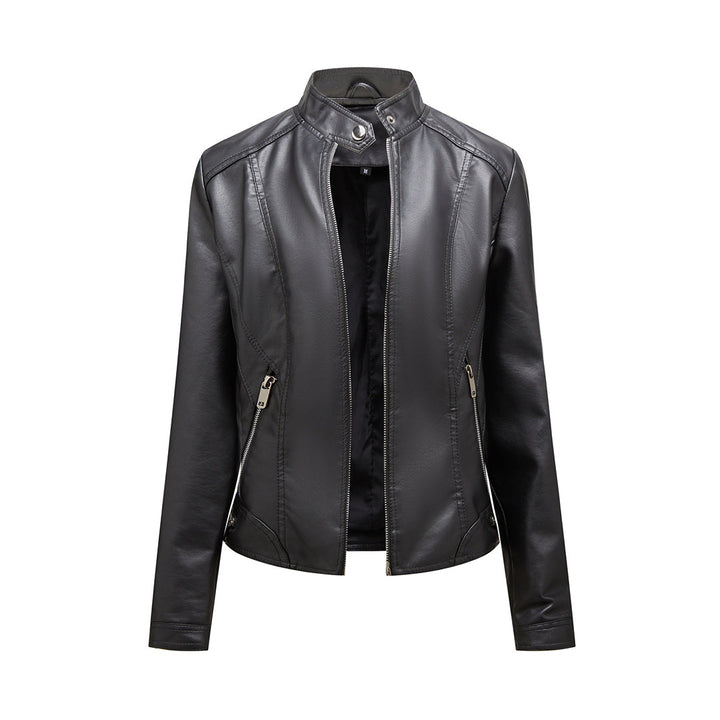 Damska ramoneska skórzana biker. Stylowa kurtka przejściowa na wiosnę i jesień, elegancka.