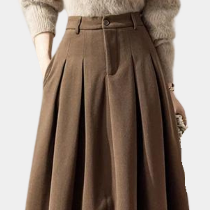 Stylowa spódnica Elly Elegant. Damska odzież zimowa, elegancka, z wygodnym fasonem, idealna do biura i na wieczór.