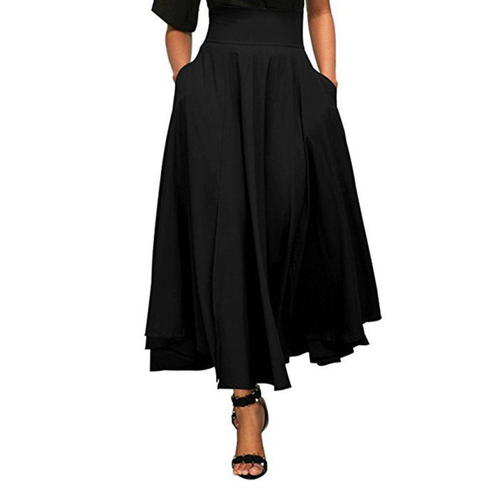 Damska spódnica maxi rozkloszowana z kieszeniami i ozdobną kokardą. Elegancka, wygodna, idealna na co dzień.