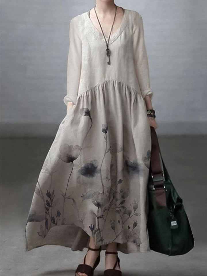 Elegancka sukienka maxi casual dla kobiet, z modnym dekoltem V, idealna na lato.