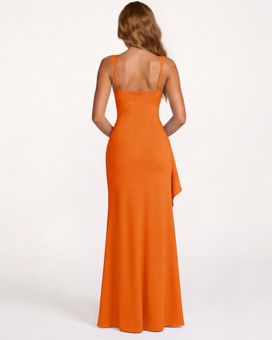 Sukienka modelująca z eleganckim rozcięciem, maxi, na wieczór, z modnym kwadratowym dekoltem.