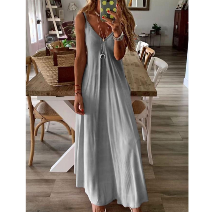 Elegancka letnia sukienka maxi ombre z kolorowym gradientem, rozkloszowana, na co dzień lub specjalne okazje.
