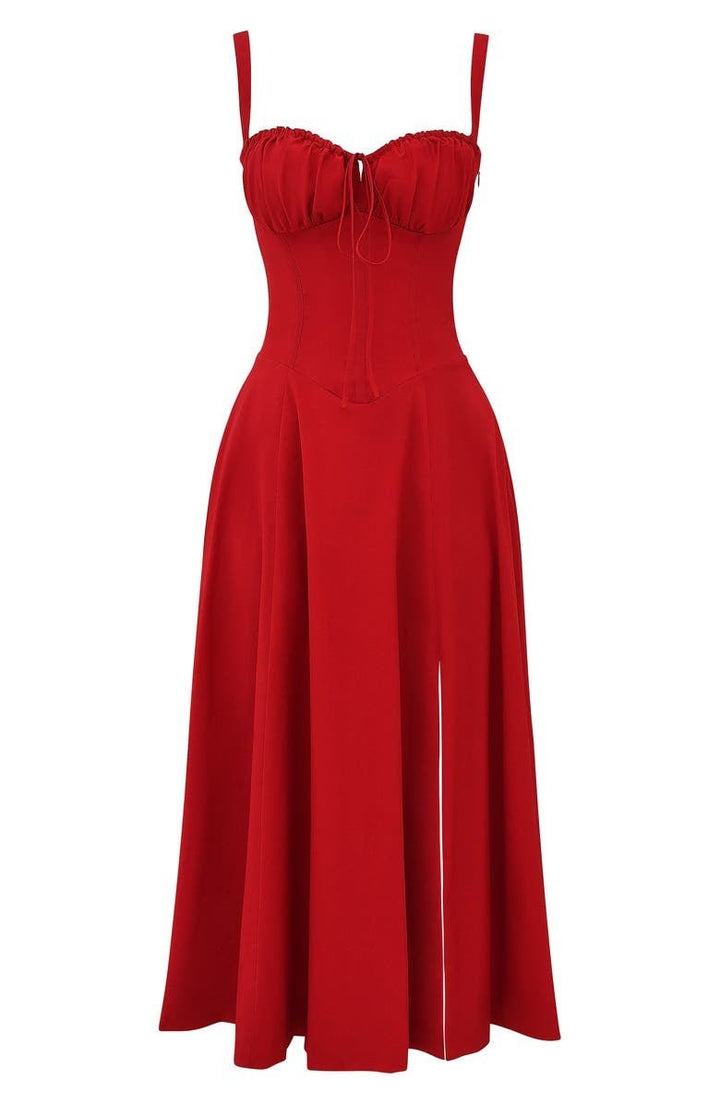 Letnia sukienka damska midi gorsetowa, kwiatowy wzór, modna i elegancka.