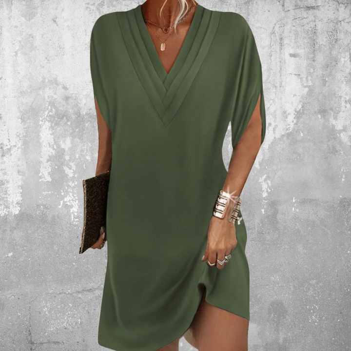 Wiosenna letnia sukienka damska V-neck midi, wygodna i modna, idealna na co dzień.