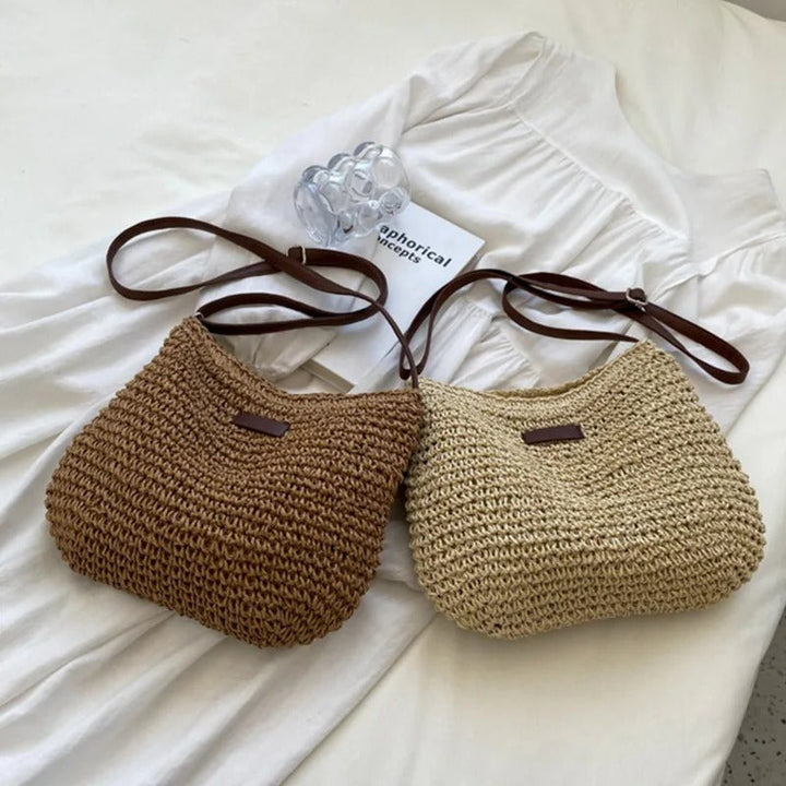 Damska torebka boho z rotangu, ręcznie pleciona. Stylowa, na ramię, idealna na lato. Naturalne materiały, styl casualowy.