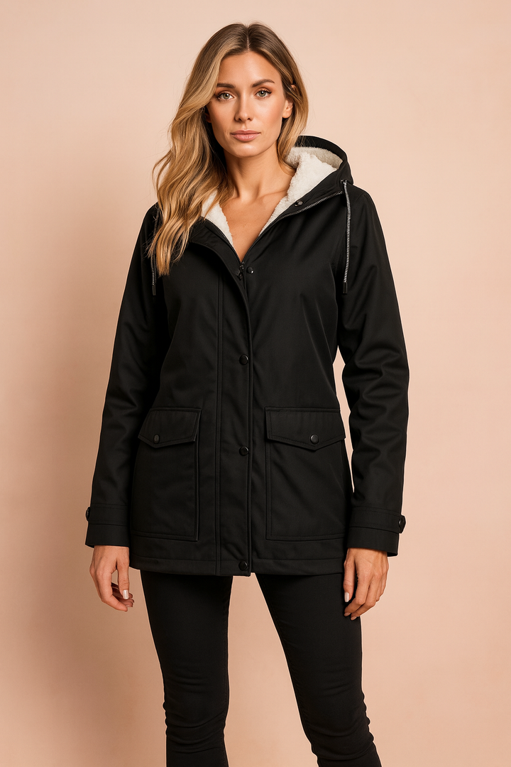 Wygodna damska zimowa parka plus size z kapturem, ciepła i modna, odzież damska.