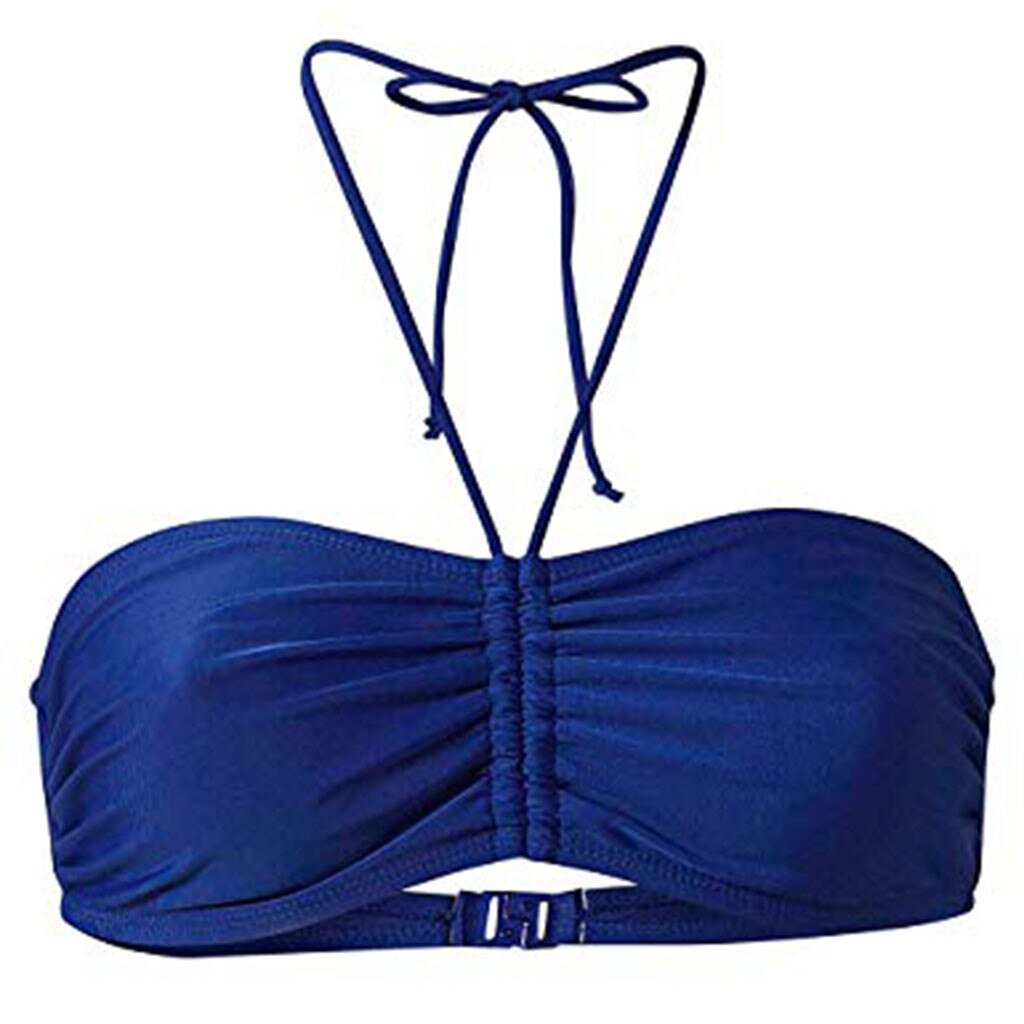 Damski biustonosz kąpielowy bikini z marszczeniem, idealny na plażę i lato.
