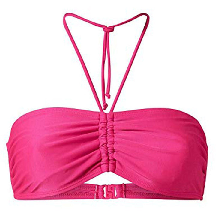 Elegancki damski biustonosz kąpielowy bikini z marszczeniem, wygodny na plażę.