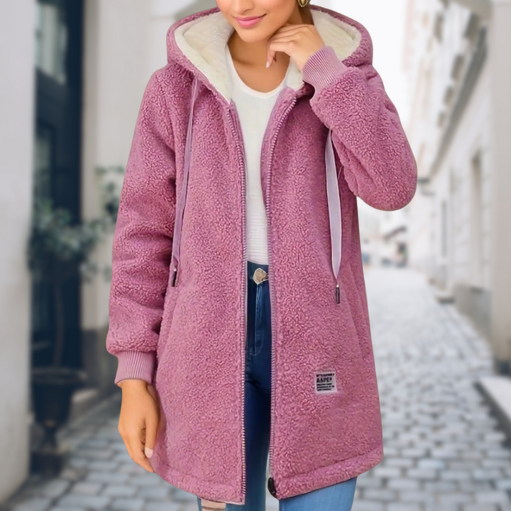 Casualowy damski kardigan z polarową podszewką, idealny na zimę. Ciepły sweter oversize.