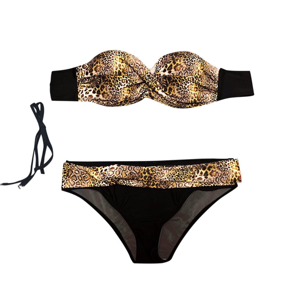 Damski strój kąpielowy bikini, dwuczęściowy, z eleganckim wzorem, idealny na letnie wyjazdy.