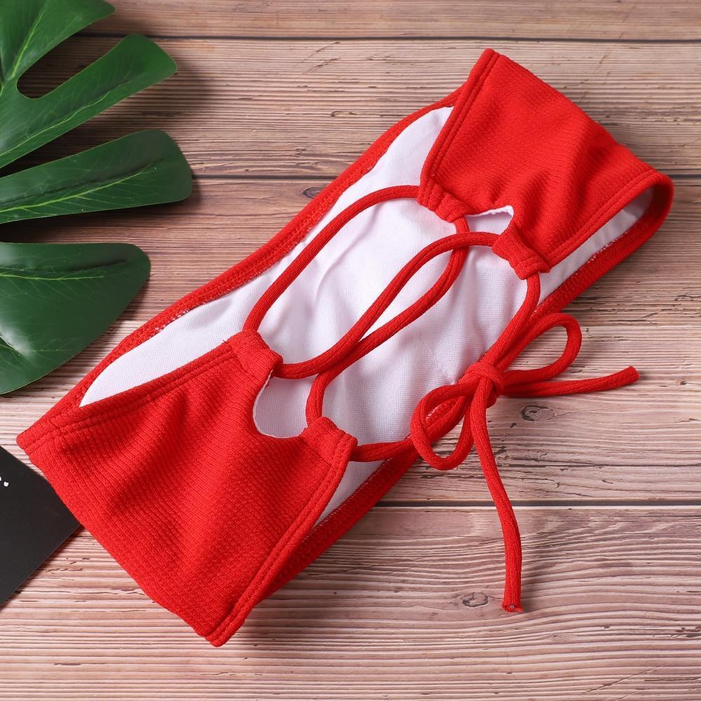 Stylowe bikini bandeau bez ramiączek, damski dwuczęściowy strój kąpielowy idealny do opalania.