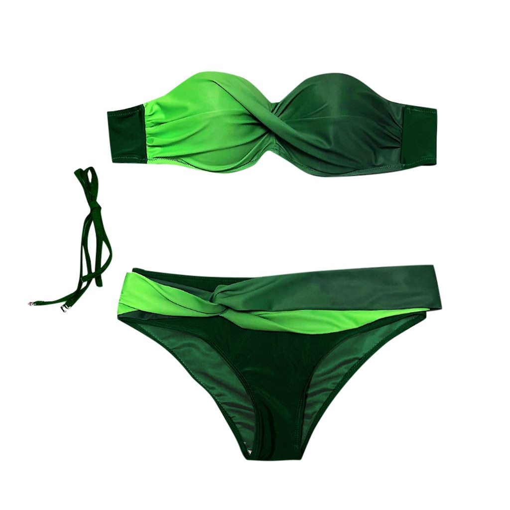 Kolorowy strój kąpielowy bikini damski, dwuczęściowy, wykonany z poliestru, na lato.