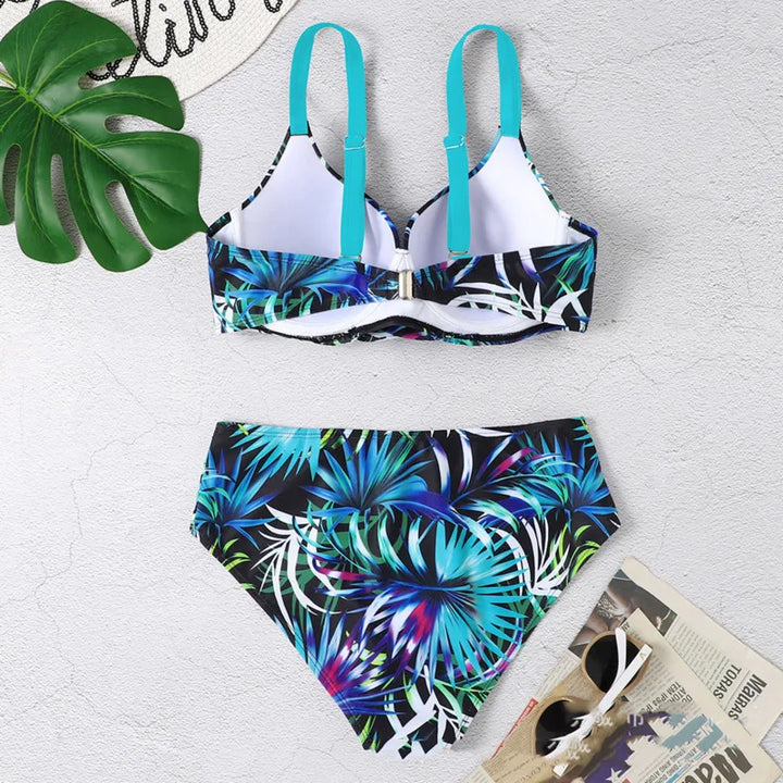 Elegancki damski strój kąpielowy bikini z usztywnianym biustem, idealny do opalania i pływania latem.