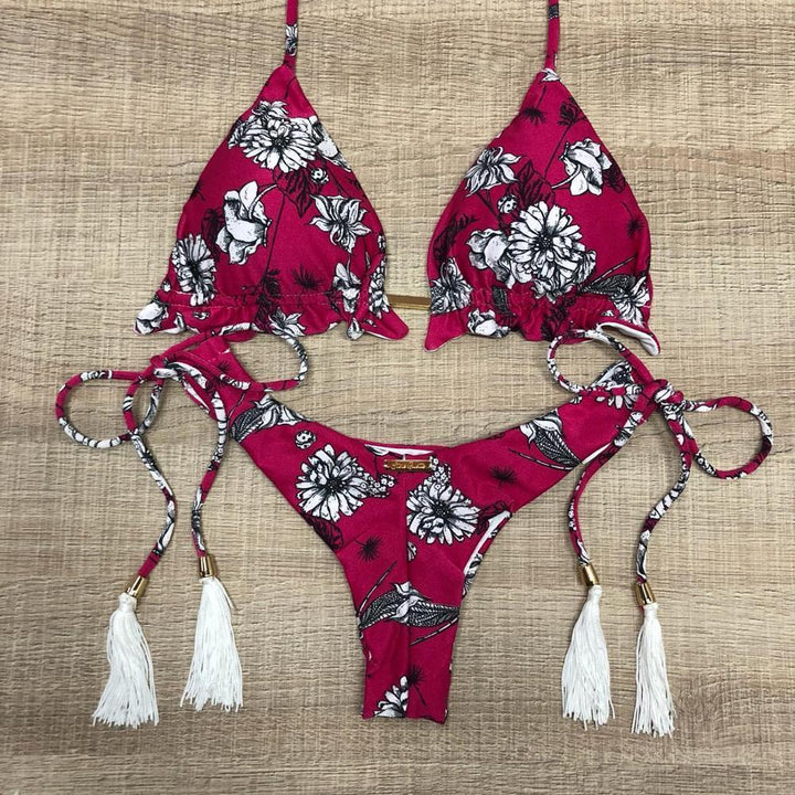 Damski dwuczęściowy strój kąpielowy bikini z żywymi, modnymi wzorami; idealny na lato i plażę.
