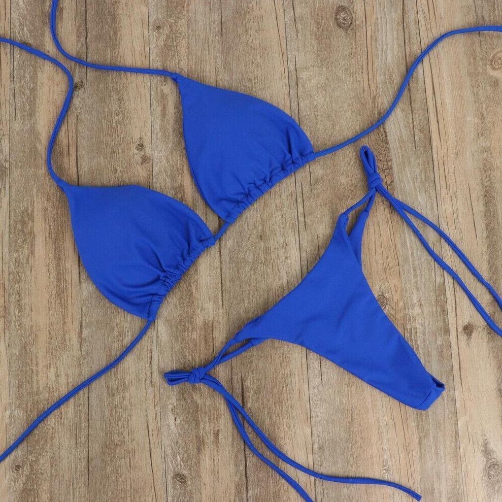 Damskie bikini dwuczęściowe, mikro strój kąpielowy poliestrowy, idealny na plażę i wakacje.