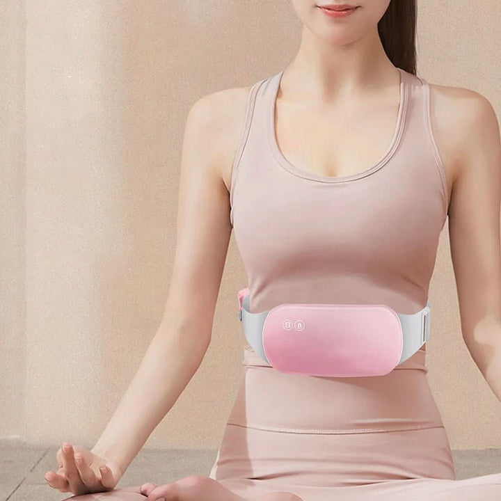 Ergonomiczny pas elektryczny z masażem i ciepłem do terapii bólu brzucha i menstruacyjnego dla kobiet.