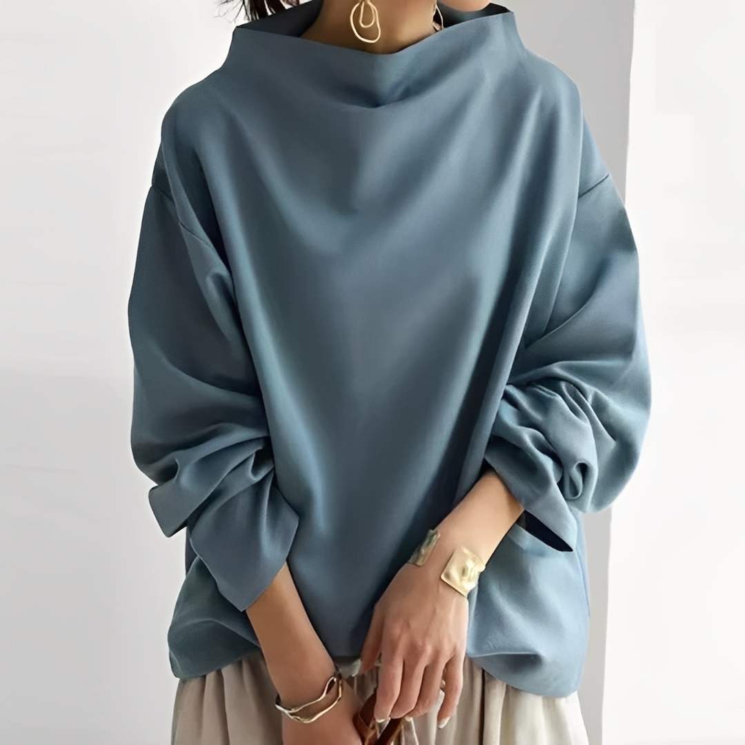 Stylowy golf damski z wysokim kołnierzem, elegancki sweter na jesień. Modna i komfortowa bluza damska.