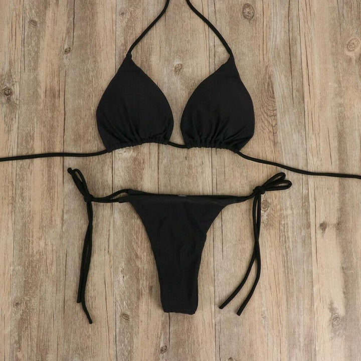 Damski klasyczny strój kąpielowy bikini, dwuczęściowy, modny na plażę i lato.