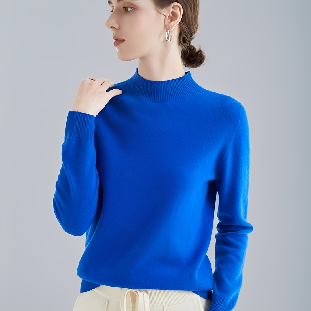 Damski sweter z golfem. Komfortowa odzież na jesień i zimę. Elegancki, klasyczny i wygodny styl.
