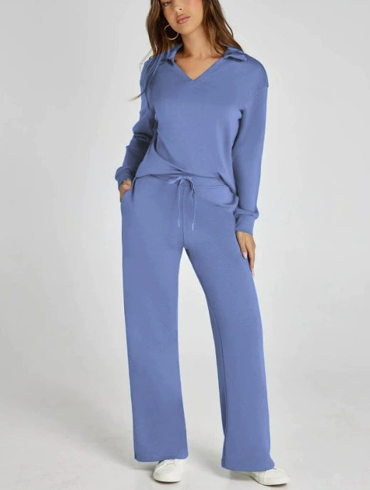 Bluza na zamek i szerokie spodnie. Komplet damski casual. Idealny na wiele okazji.