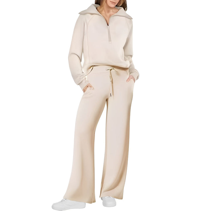 Damski komplet sweter + spodnie, idealny do domu, miękki, komfortowy zestaw loungewear.