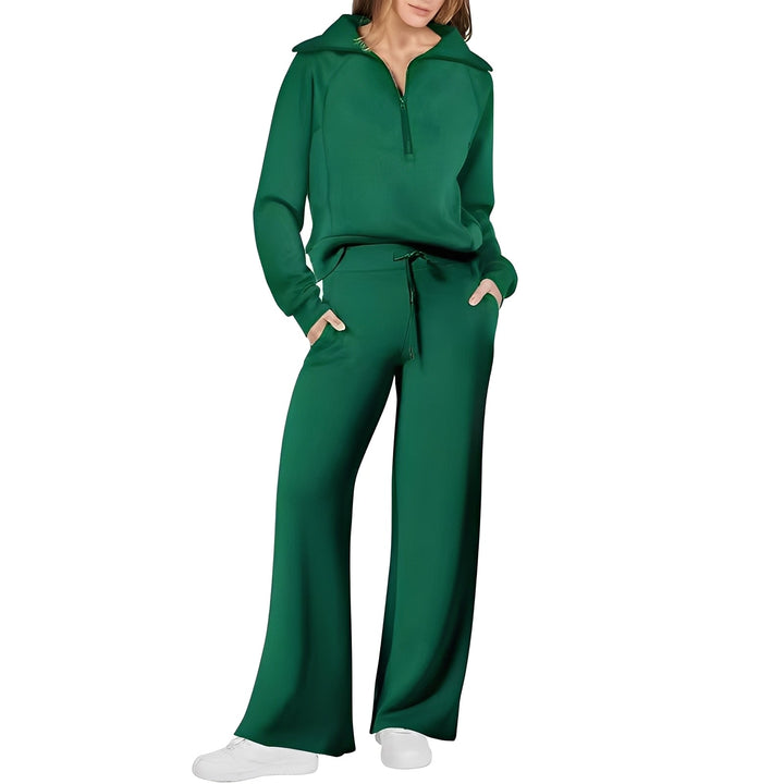 Stylowy damski zestaw sweter + spodnie, loungewear, modna odzież domowa, komfortowa.