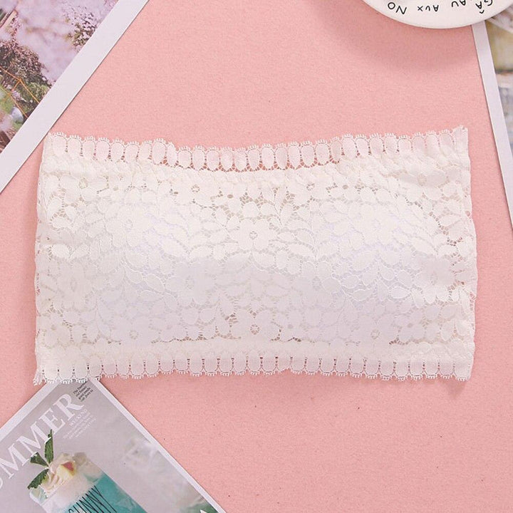 Damski koronkowy biustonosz bandeau bez ramiączek, elegancka bielizna zapewniająca komfort i styl.