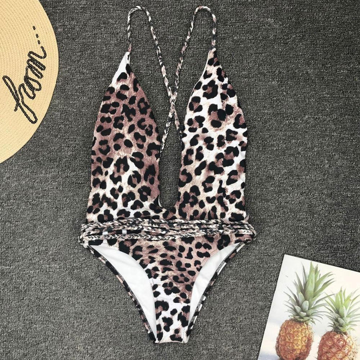 Trendy damski monokini z wiązaniem, stylowy jednoczęściowy strój kąpielowy, modny na plażę.