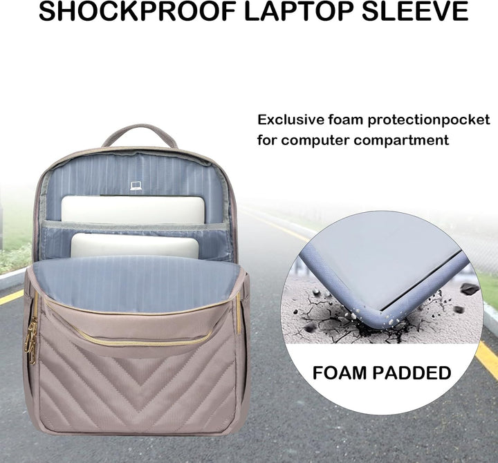 Plecak damski 15,6" na laptopa, wodoodporny, z portem USB. Lekki, elegancki i praktyczny.
