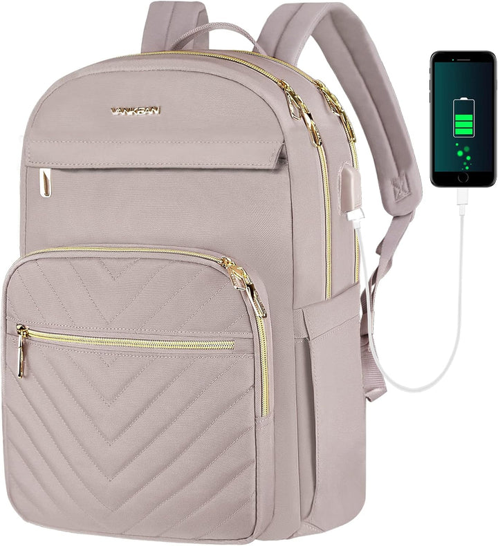 Funkcjonalny plecak damski do pracy lub podróży, na laptopa 15,6", z portem USB, wodoodporny.
