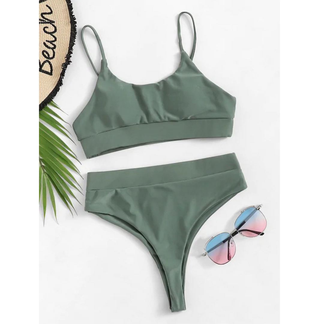 Modne damskie bikini z wysokim stanem, dwuczęściowy strój kąpielowy na lato.
