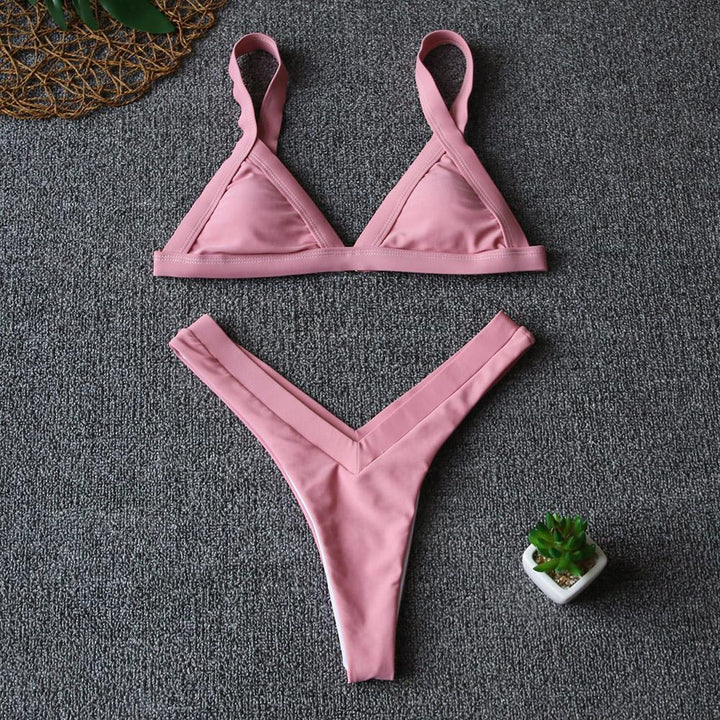 Modne dwuczęściowe bikini damskie z trójkątną górą i regulowanymi ramiączkami, na lato.
