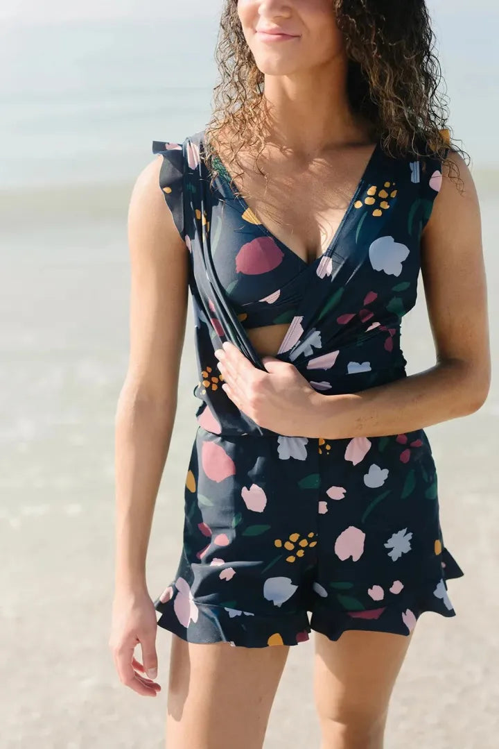 Damski strój kąpielowy jednoczęściowy modelujący, szybkoschnący z push-up. Idealny na plażę i basen.