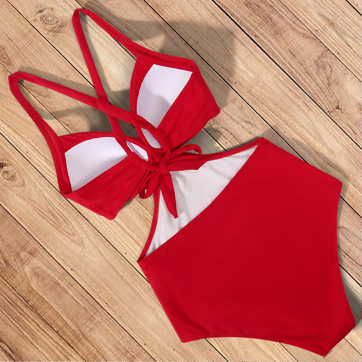 Damskie monokini na plażę. Modny strój kąpielowy z ozdobnym skrzyżowaniem. Usztywniany biust, stylowy look.