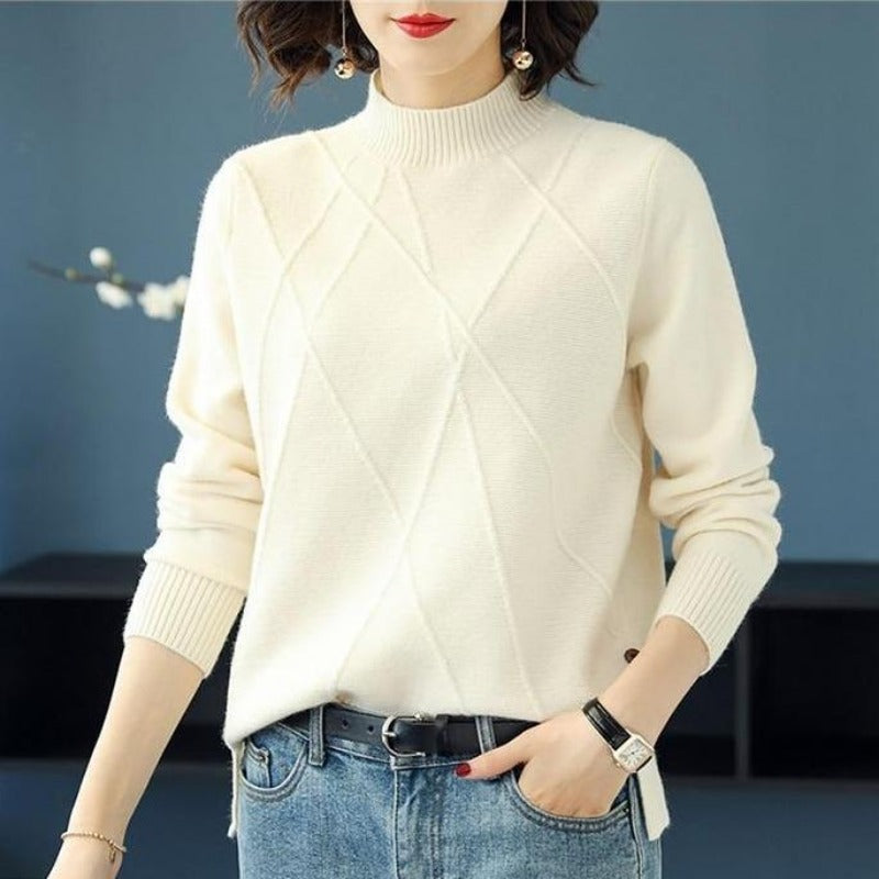 Stylowy sweter dzianinowy dla kobiet, z eleganckim wzorem, podkreślający sylwetkę i dodający szyku.
