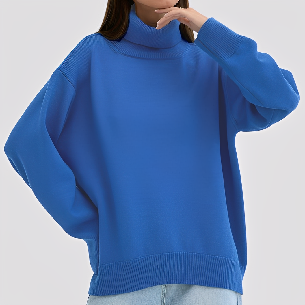 Casualowy damski sweter golf oversize. Wygodny, modny i ciepły, świetny do luźnych, codziennych stylizacji.