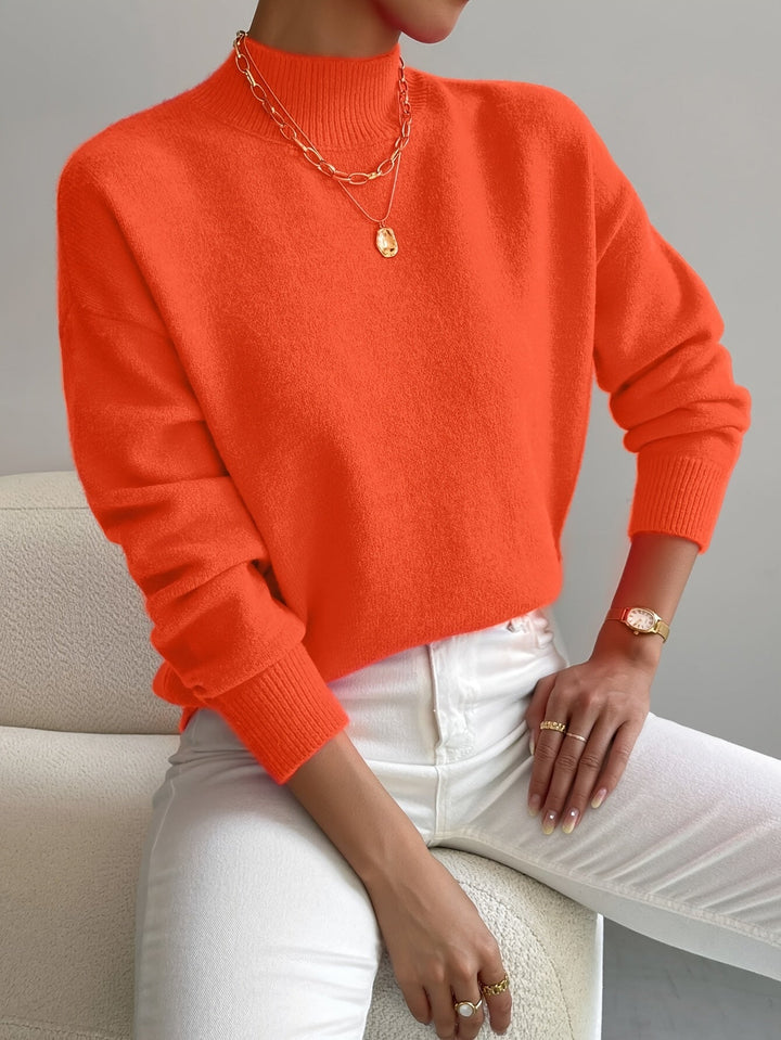 Elegancki sweter damski z golfem, uniwersalny, z długim rękawem, jesień/zima.