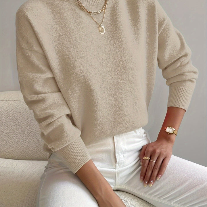 Elegancki sweter golf damski, casual chic, długie rękawy, na każdą figurę.