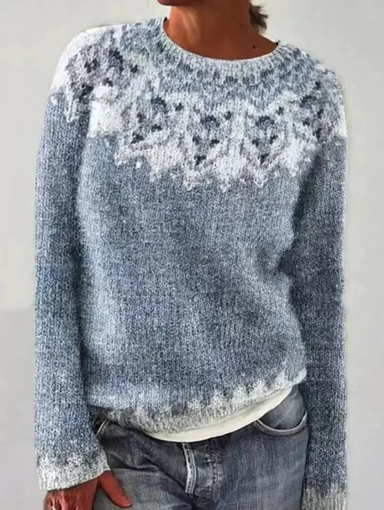 Stylowy damski sweter islandzki z nordyckim wzorem. Luźny, wygodny krój do casualowych stylizacji.