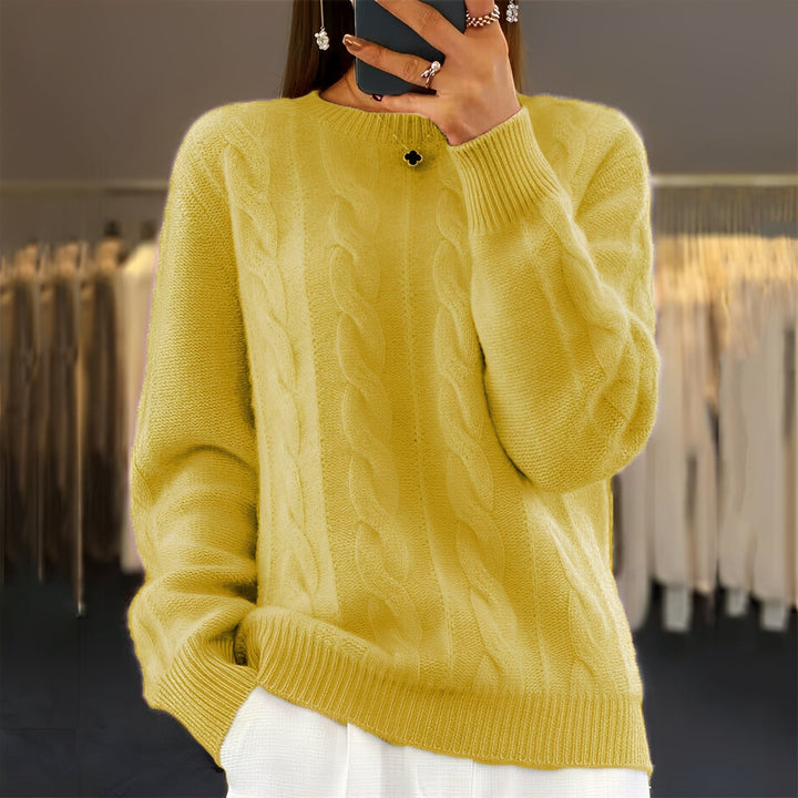 Damski sweter Jasmin, ciepły i komfortowy, idealny na jesień i zimę. Elegancki casual z długim rękawem.