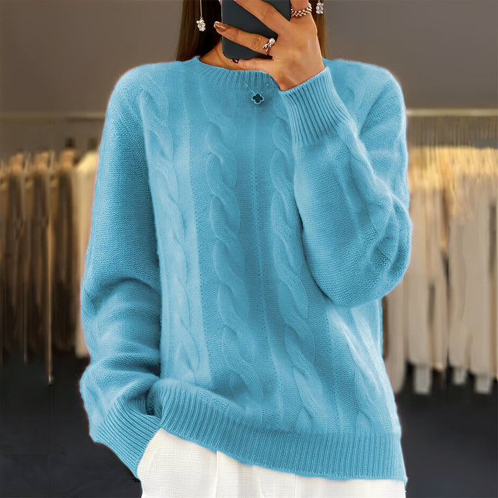 Elegancki sweter damski Jasmin do stylizacji codziennych i casualowych. Ciepły, długi rękaw na zimę.